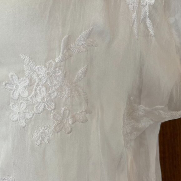 Coquette Girl, Moda Seta Italy, Silk Embroidered White Women's Blouse Sz M - Picture 5 of 12